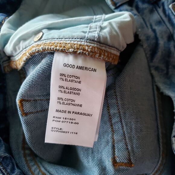 Good American Good Vintage High Waist Distressed Denim Jeans Cotton/Elastane - Picture 6 of 7